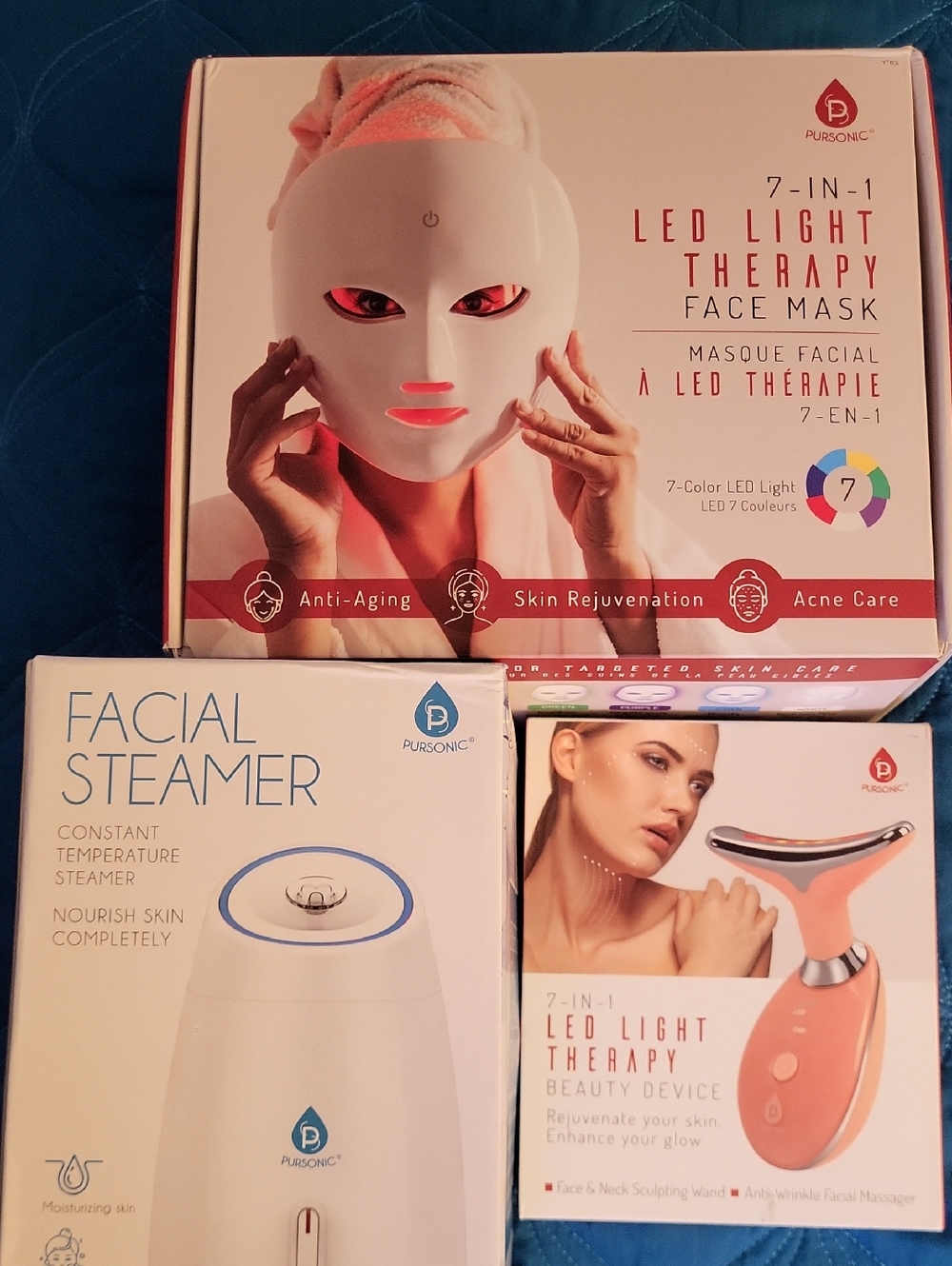 7-in-1 LED Light Therapy Face Mask, Handheld &  Steamer(NEW)